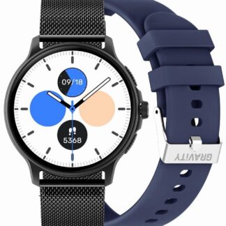 Smartwatch Damski GRAVITY GT12-2 Granatowy Pasek Silikonowy + Czarna Bransoleta