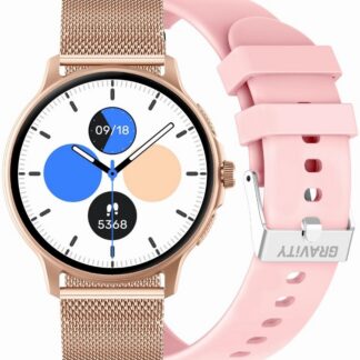 Smartwatch Damski GRAVITY GT12-3 Różowy Pasek Silikonowy + Bransoleta Różowe Złoto