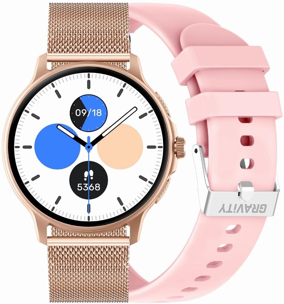 Smartwatch Damski GRAVITY GT12-3 Różowy Pasek Silikonowy + Bransoleta Różowe Złoto