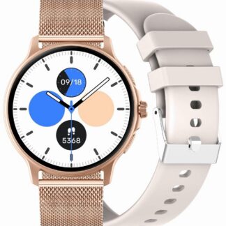 Smartwatch Damski GRAVITY GT12-5 Szary Pasek Silikonowy + Bransoleta Różowe Złoto