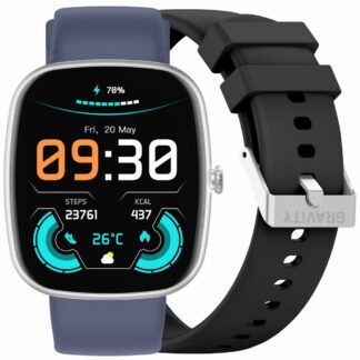Smartwatch Męski GRAVITY GT18-6 Czarny Pasek Silikonowy + Granatowy Pasek