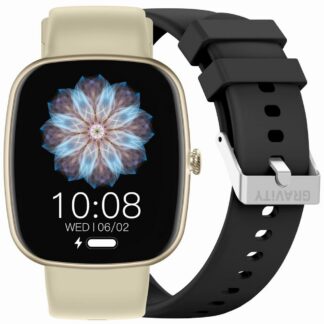 Smartwatch Damski GRAVITY GT18-7 Beżowy Pasek Silikonowy + Czarny Pasek