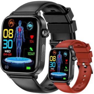 Smartwatch Męski Rubicon RNCF33 BLACK + Pasek Bordowy